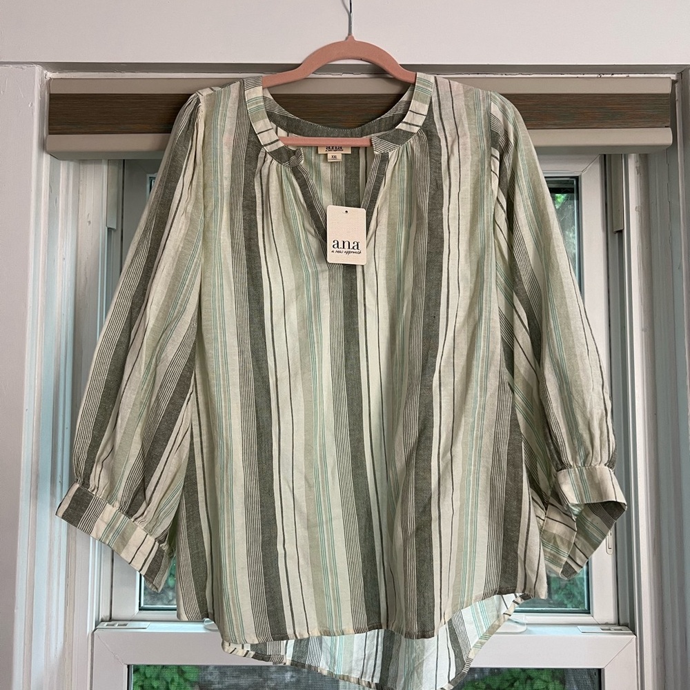 Flowy Green Striped Shirt